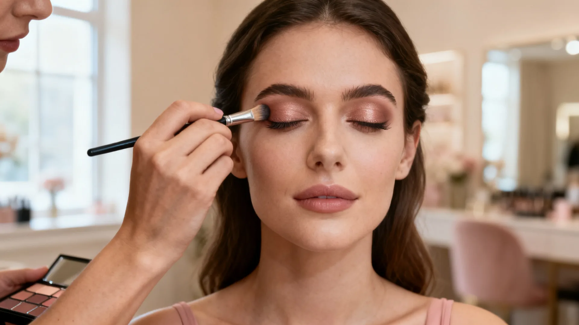 makeup application in progress